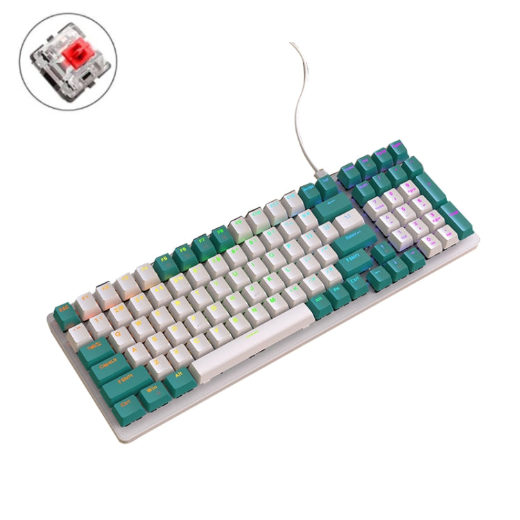 ZIYOU LANG K3 100 Keys Game Glowing Wired Mechanical Keyboard, Cable Length: 1.5m, Style: Water Green Version Red Axis