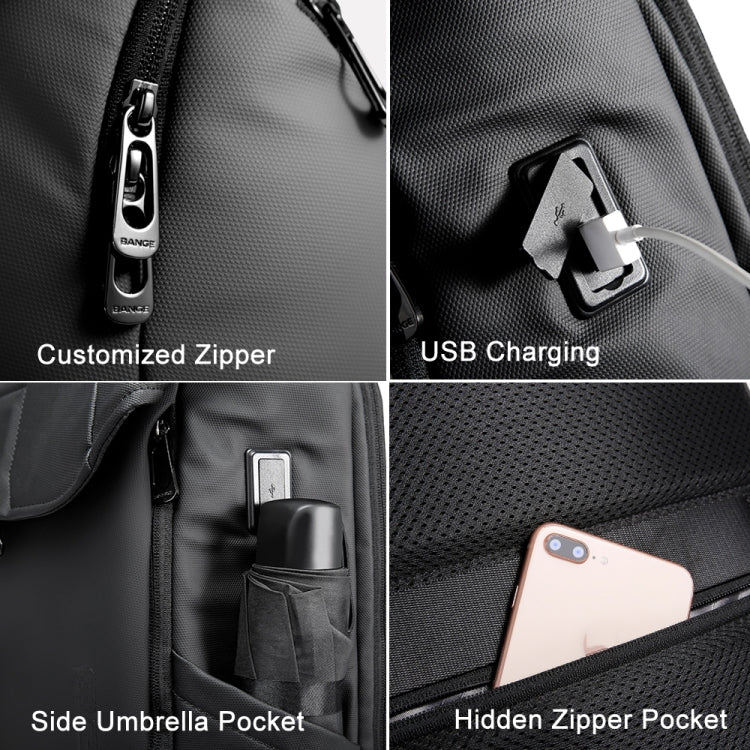 BANGE BG-2575 Anti theft Water-resistant Laptop Backpack 15.6 Inch Daily Work Business Backpack(Black)