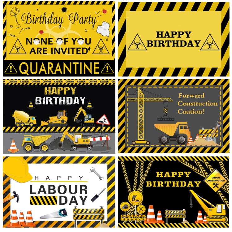 1.5m x 1m Construction Vehicle Series Happy Birthday Photography Background Cloth(Mdn09841)