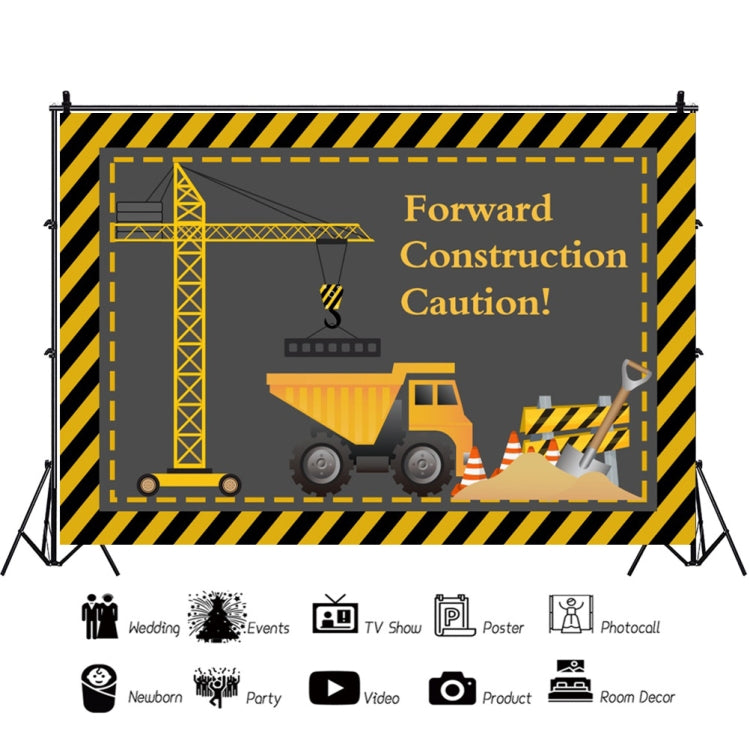 1.5m x 1m Construction Vehicle Series Happy Birthday Photography Background Cloth(Mdn09841)
