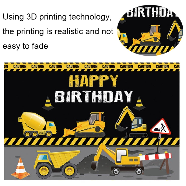 1.5m x 1m Construction Vehicle Series Happy Birthday Photography Background Cloth(Mdn09841)