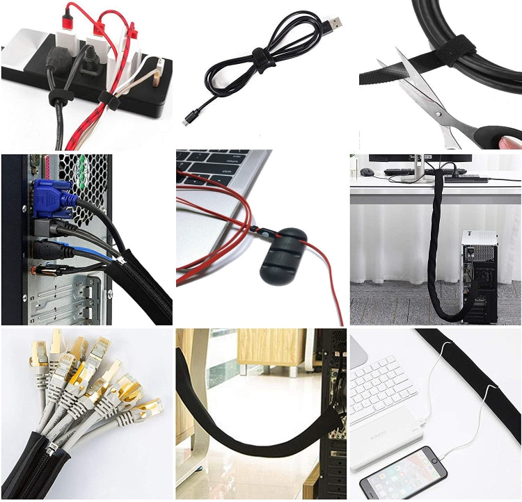 3 In 1 5m Kit Cord Management Organizer Kit Cable Sleeve With Zipper Cable Clip - Cable Organizer by PMC Jewellery | Online Shopping South Africa | PMC Jewellery | Buy Now Pay Later Mobicred