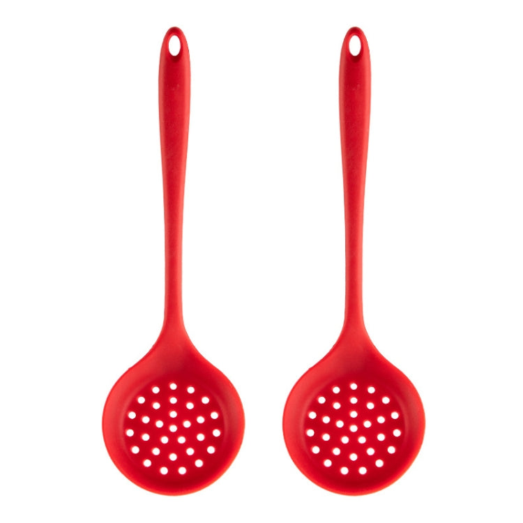 2pcs Non-stick High Temperature Resistant Silicone Cookware, Style: Leak Spoon(Red) - Cooking Tools by PMC Jewellery | Online Shopping South Africa | PMC Jewellery | Buy Now Pay Later Mobicred