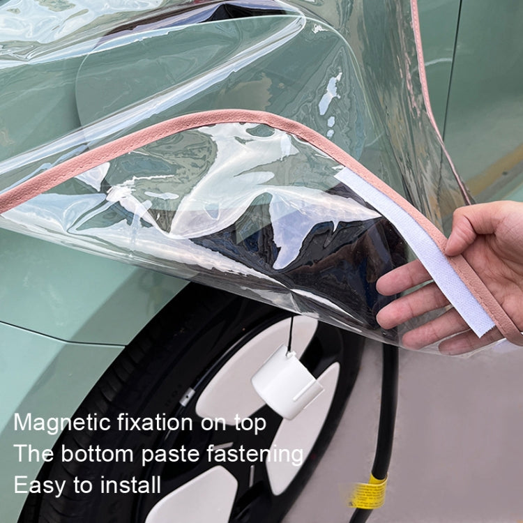 Electric Vehicle Charging Port Magnetic Transparent Rain Cover(Pink)