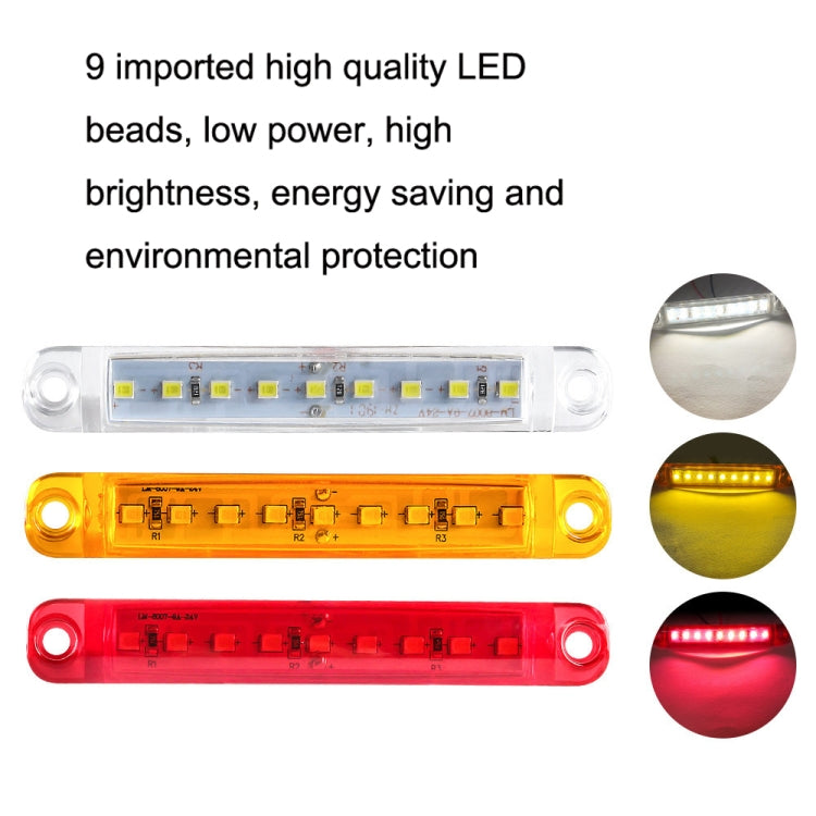 MK-224 10pcs 12-24V Truck Trailer 9LED Side Light Tail Lamp Signal Light(White) - Warning Lights by PMC TechLife | Online Shopping South Africa | PMC TechLife | Buy Now Pay Later Mobicred