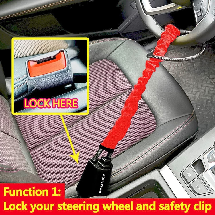 S308 Car Steering Wheel Wire Rope Lock Security Anti-theft Locks(Yellow) - Steering Wheel Locks by PMC TechLife | Online Shopping South Africa | PMC TechLife | Buy Now Pay Later Mobicred