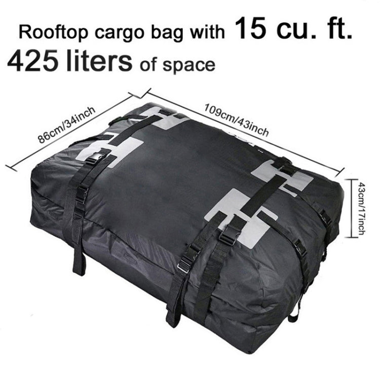 15 Cubic Foot Car Universal Rainproof Roof Luggage Outdoor Camper Roof Bag + Non-slip Mat(Black)