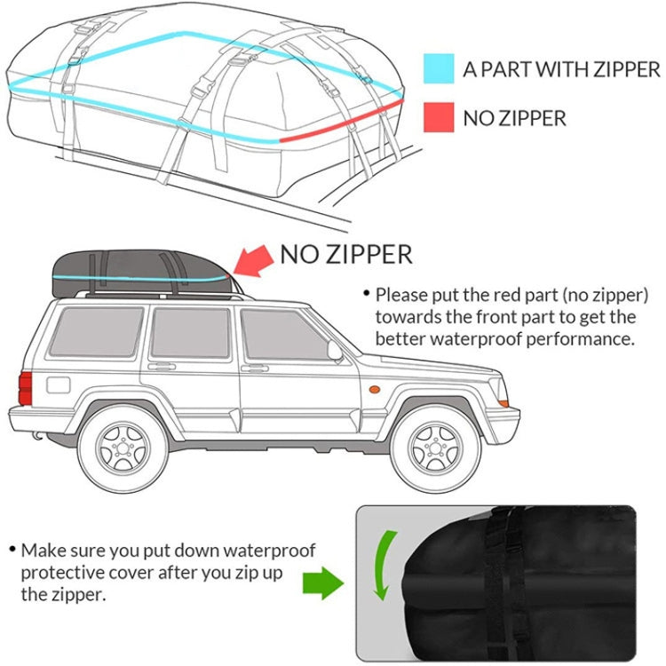 15 Cubic Foot Car Universal Rainproof Roof Luggage Outdoor Camper Roof Bag + Non-slip Mat(Black)