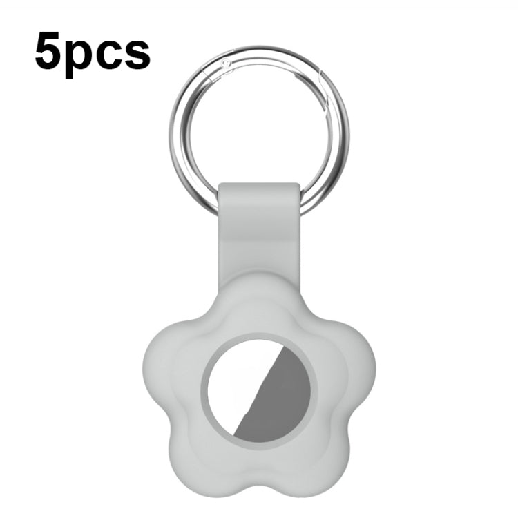 For AirTag 5pcs AT03 Tracker Case Positioning Anti-loss Device Storage Keychain Cover(Grey) - free shipping - PMC Jewellery - Order now!