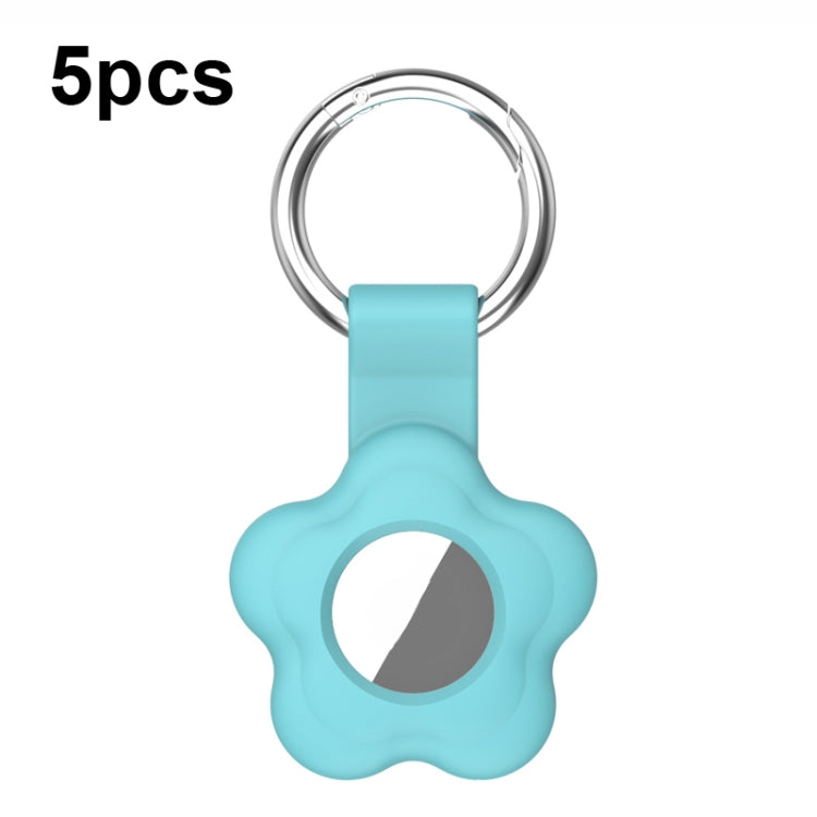For AirTag 5pcs AT03 Tracker Case Positioning Anti-loss Device Storage Keychain Cover(Sky Blue) - free shipping - PMC Jewellery - Order now!