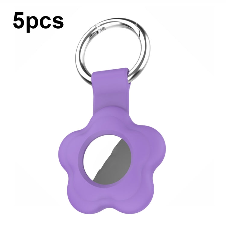 For AirTag 5pcs AT03 Tracker Case Positioning Anti-loss Device Storage Keychain Cover(Purple) - free shipping - PMC Jewellery - Order now!