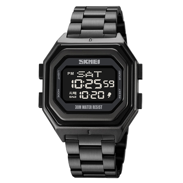 SKMEI 1875 Men Outdoor Electronic Watch Timing Multi-Functional Watch, Style: Steel Band Black Machine