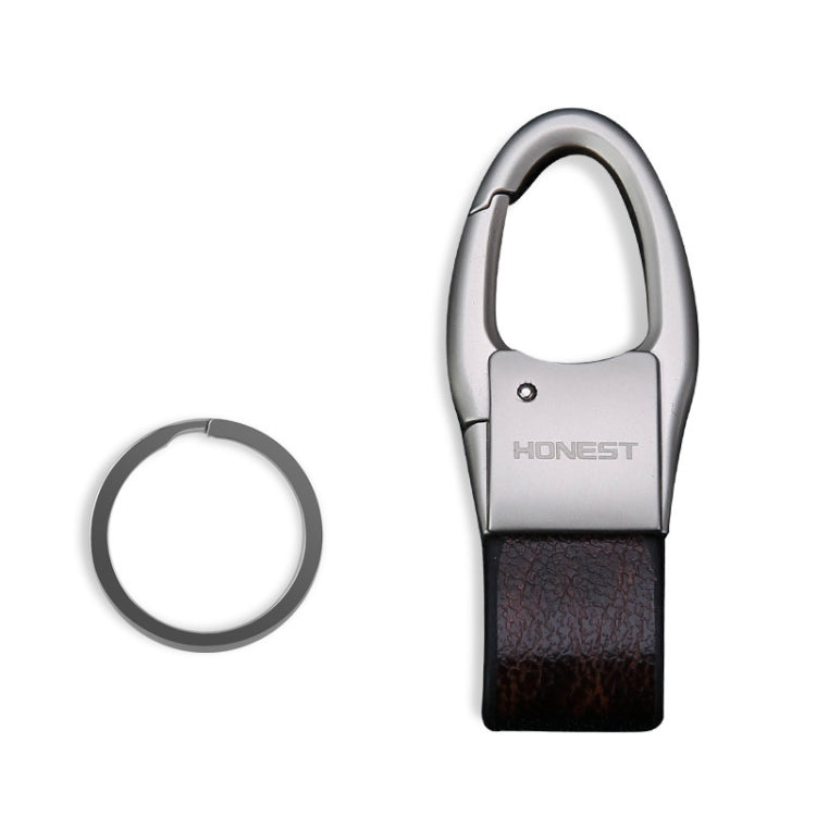 HONEST Leather Car Keychain Simple Circle Ring Pendant Keychain(Black) - free shipping - PMC Jewellery - Order now!