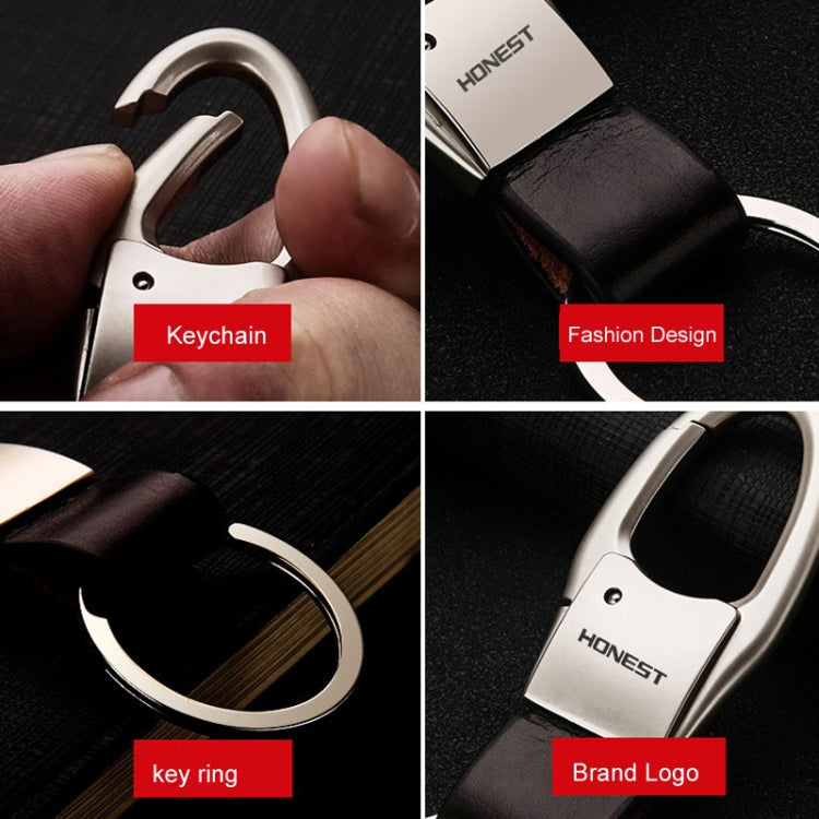 HONEST Leather Car Keychain Simple Circle Ring Pendant Keychain(Black) - free shipping - PMC Jewellery - Order now!