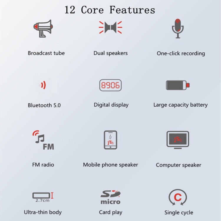 Rolton K700 Bluetooth Dual-speaker Audio Speaker Megaphone Voice Amplifier(Black)