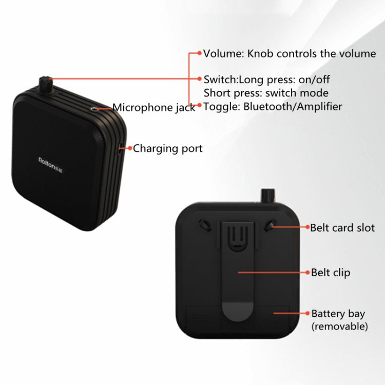 Rolton K600 7.4V Bluetooth Wireless Audio Speaker Megaphone Voice Amplifier With Transmitter(Green) - Microphone by PMC TechLife | Online Shopping South Africa | PMC TechLife | Buy Now Pay Later Mobicred