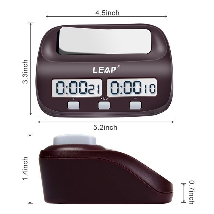 LEAP PQ9907S Chess Clock International Chess Go Clock(Wine Red) - Alarm Clocks by LEAP | Online Shopping South Africa | PMC Jewellery | Buy Now Pay Later Mobicred