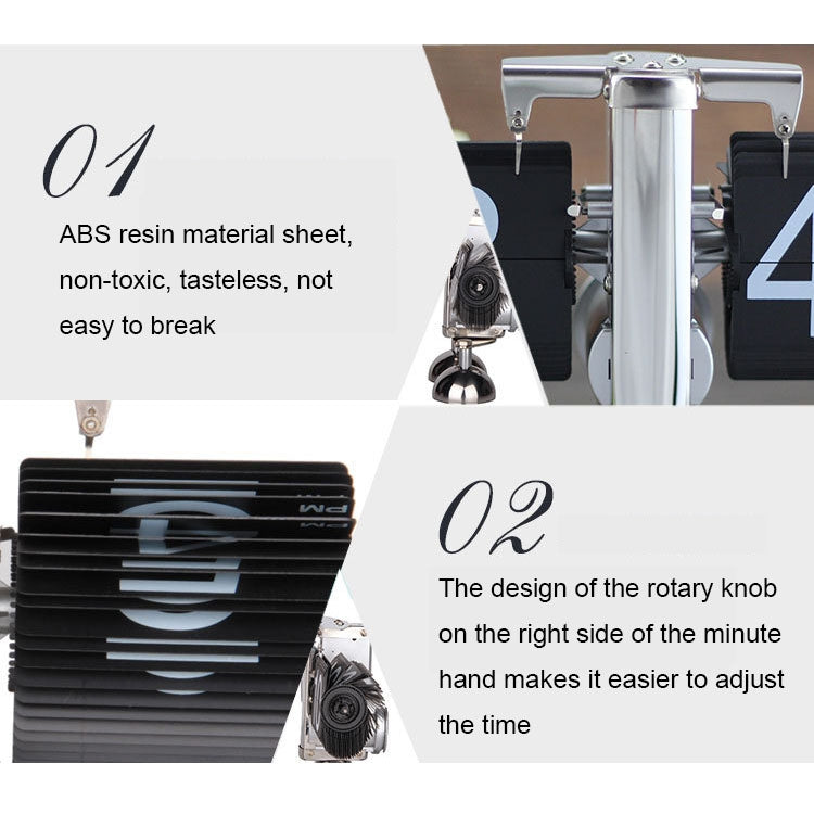 HY-F001 Auto-turning Balance-shaped Clock Home Decorative Flop Clock, Spec: Double (Black)