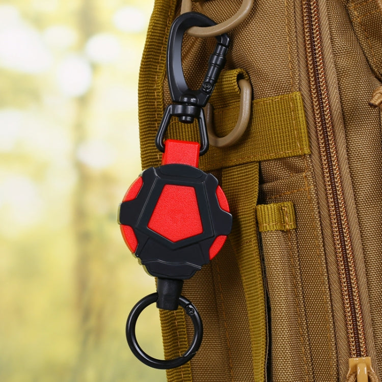 Telescopic High Resilience Steel Wire Rope Metal Anti-theft Buckle(Quick Release Ring Black Red) - Hooks by PMC Jewellery | Online Shopping South Africa | PMC Jewellery | Buy Now Pay Later Mobicred