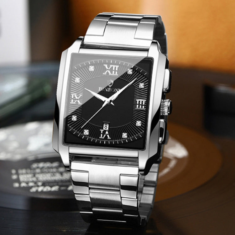 BINBOND B4143 Rectangular Outdoor Men Water-resistant Quartz Watches(Full Gold-Black)