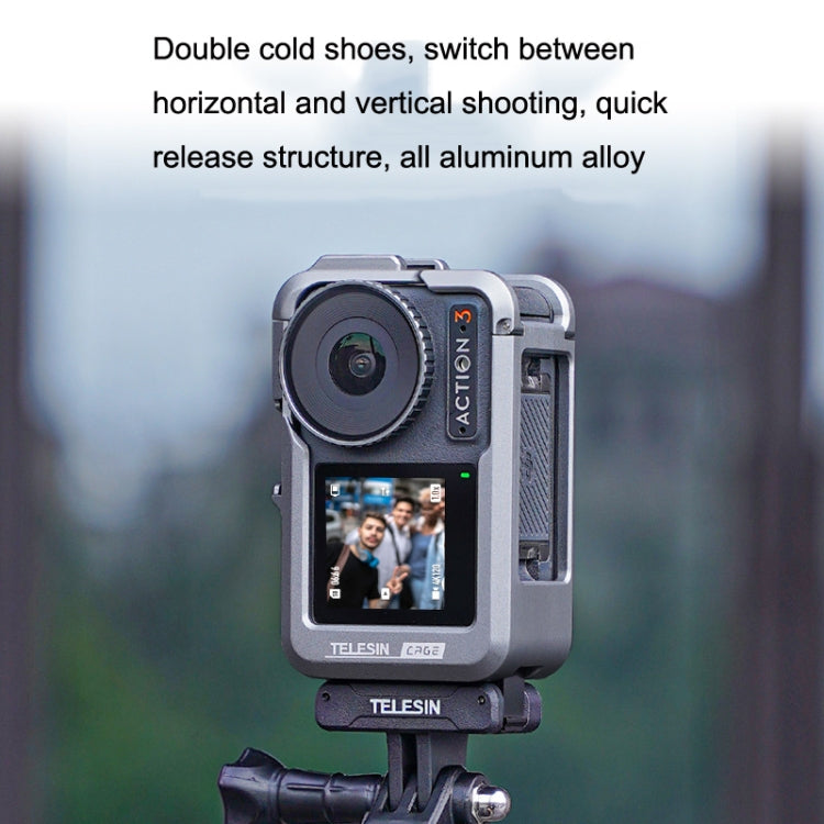 For DJI Osmo Action 3 TELESIN OA-FMS-004 Motion Camera Metal Rabbit Cage Protection Frame(Grey) - Protection Frame by TELESIN | Online Shopping South Africa | PMC Jewellery | Buy Now Pay Later Mobicred