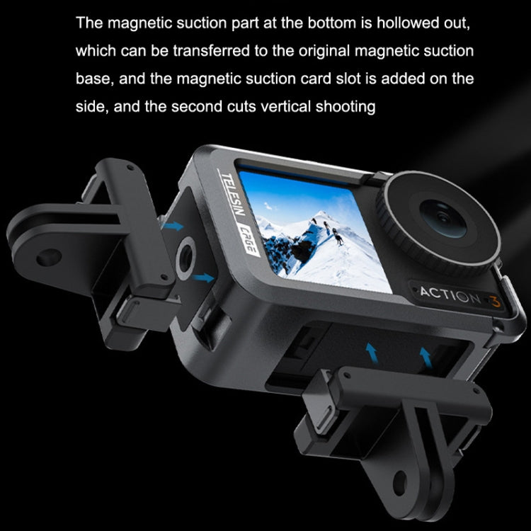 For DJI Osmo Action 3 TELESIN OA-FMS-004 Motion Camera Metal Rabbit Cage Protection Frame(Grey) - Protection Frame by TELESIN | Online Shopping South Africa | PMC Jewellery | Buy Now Pay Later Mobicred