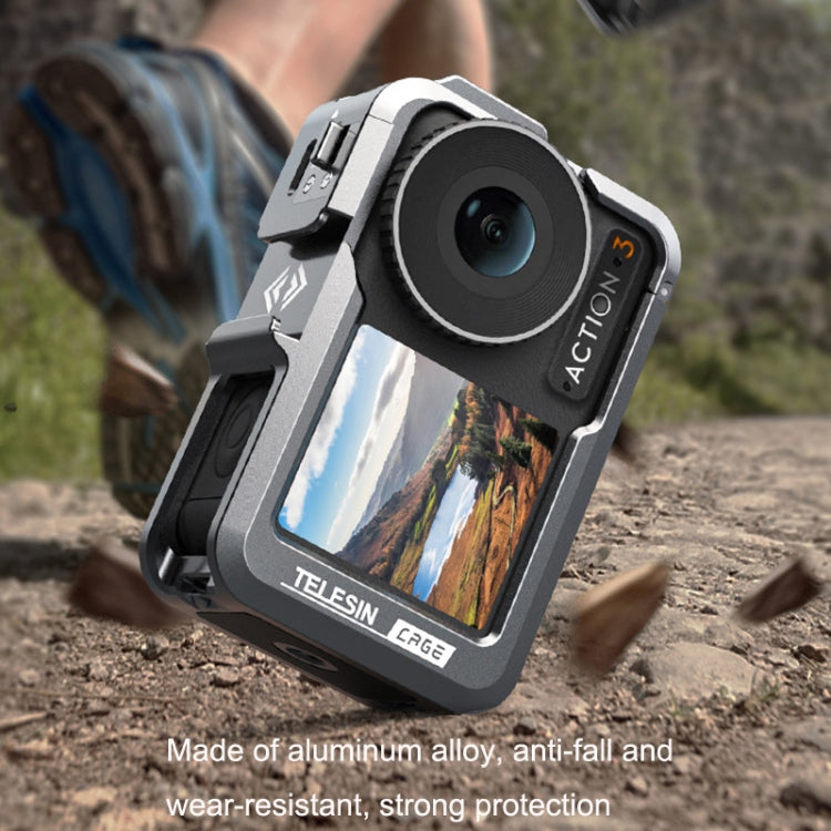 For DJI Osmo Action 3 TELESIN OA-FMS-004 Motion Camera Metal Rabbit Cage Protection Frame(Grey) - Protection Frame by TELESIN | Online Shopping South Africa | PMC Jewellery | Buy Now Pay Later Mobicred