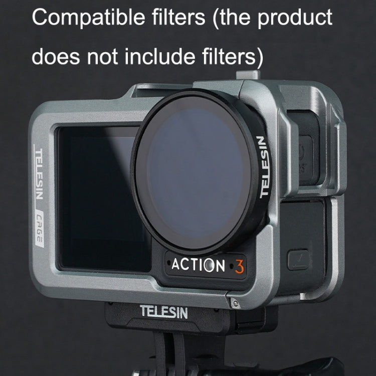 For DJI Osmo Action 3 TELESIN OA-FMS-004 Motion Camera Metal Rabbit Cage Protection Frame(Grey) - Protection Frame by TELESIN | Online Shopping South Africa | PMC Jewellery | Buy Now Pay Later Mobicred