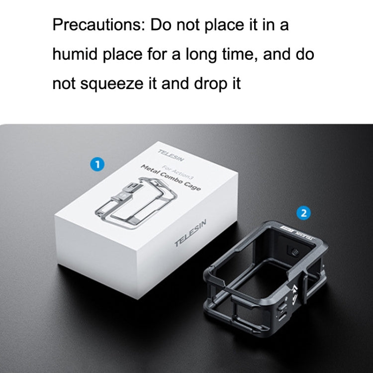 For DJI Osmo Action 3 TELESIN OA-FMS-004 Motion Camera Metal Rabbit Cage Protection Frame(Grey) - Protection Frame by TELESIN | Online Shopping South Africa | PMC Jewellery | Buy Now Pay Later Mobicred