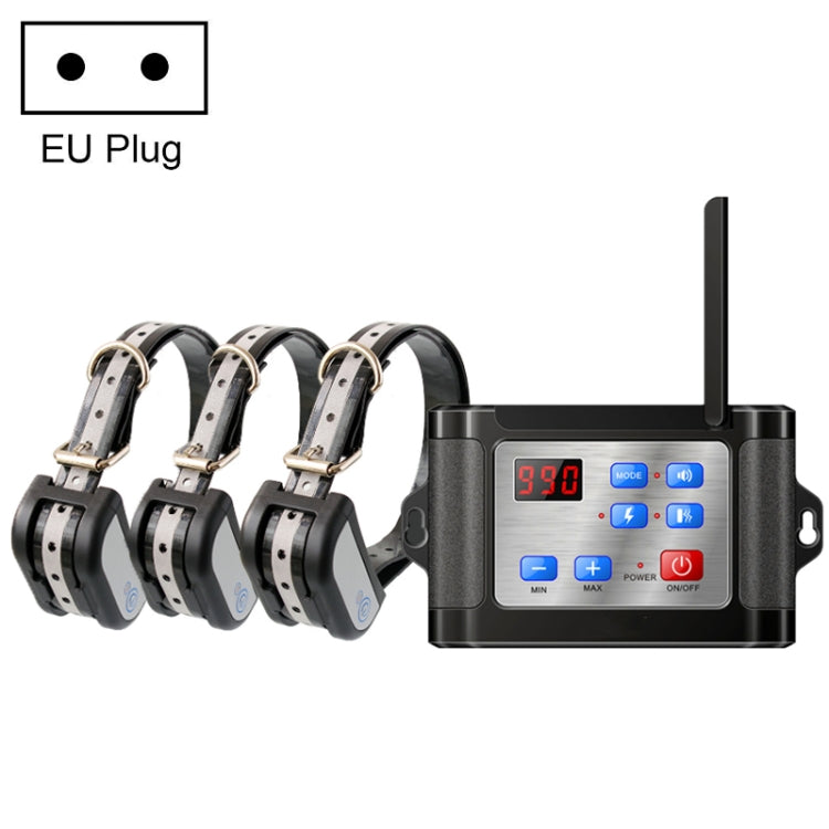 Outdoor Wireless Electronic Pet Fence Night Reflective Collar, Specification: One for Three(EU Plug)
