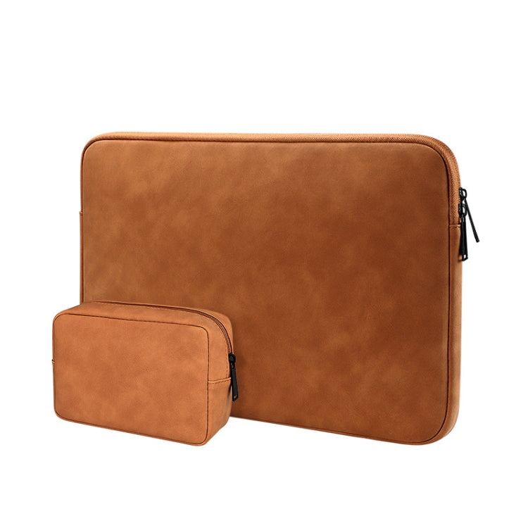 ND12 Lambskin Laptop Lightweight Water-resistant Sleeve Bag, Size: 14.1-15.4 inches(Yellow with Bag)