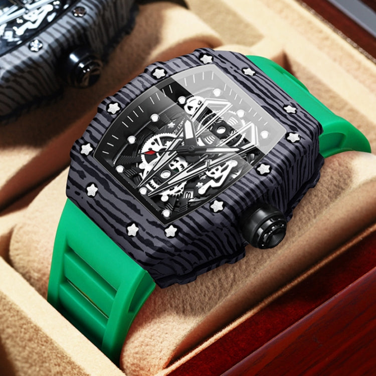 BINBOND B6577 Barrel Shape 30m Waterproof Sports Quartz Watch(Green Silicon-Black-Black) - free shipping - PMC Jewellery - Order now!