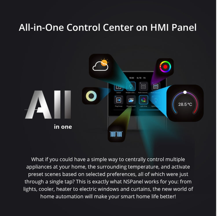 Sonoff NSPanel WiFi Smart Scene Switch Thermostat Temperature All-in-One Control Touch Screen, US Plug(Black) - free shipping - PMC Jewellery - Order now!