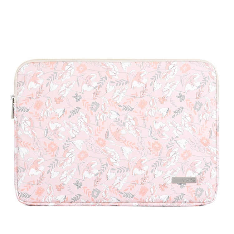 G4-01 12 Inch Laptop Liner Bag PU Leather Printing Water-resistant Protective Cover(Light Pink)