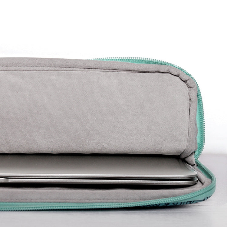 H3-04 14 Inch PU Leather Printing Laptop Liner Bag Tablet Sleeve Bag(Green Wave)