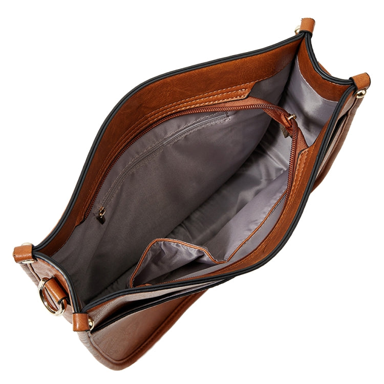 013 Leopard Strap PU Leather Single-shoulder Waterproof Crossbody Tote Bag(Brown) - Single-shoulder Bags by PMC TechLife | Online Shopping South Africa | PMC TechLife