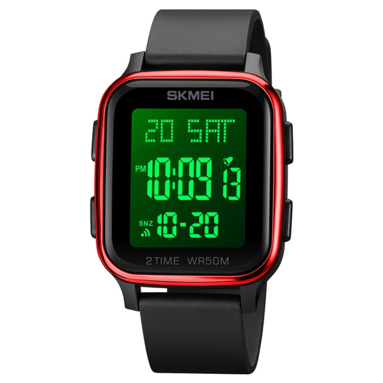 SKMEI 1858 Square Water-resistant Digital Dual Display LED Luminous Watch(Red)