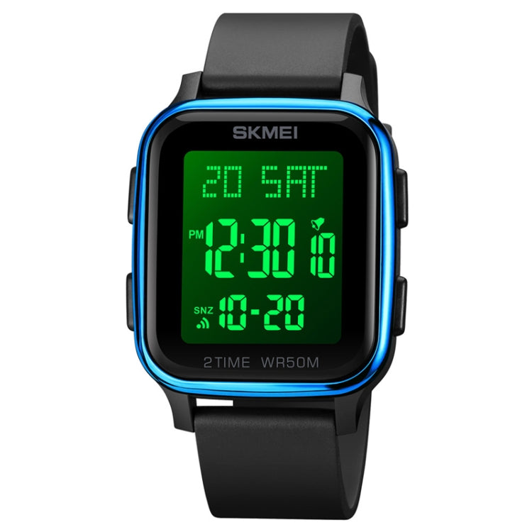SKMEI 1858 Square Water-resistant Digital Dual Display LED Luminous Watch(Blue)