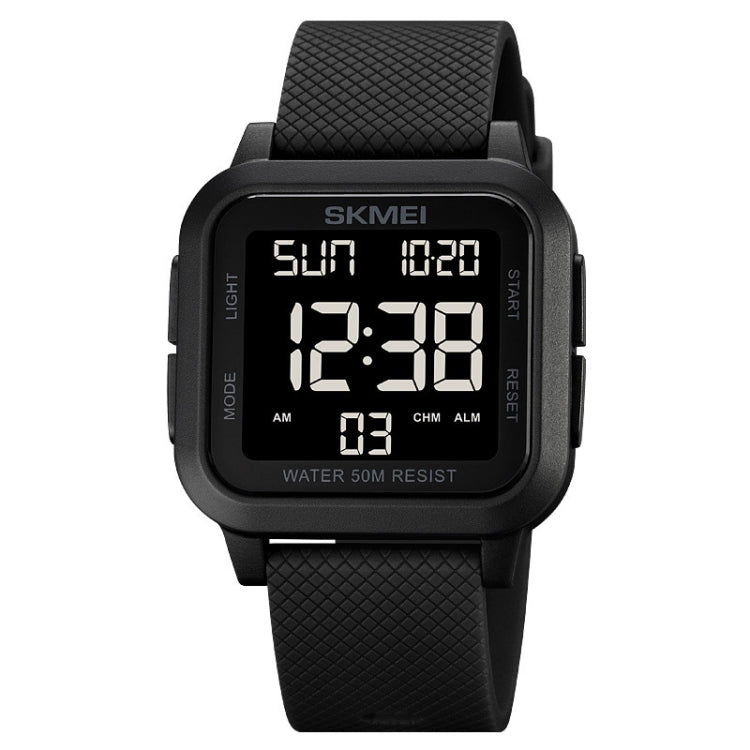 SKMEI 1894 Square Sports Water-resistant Student Simple Multifunctional Luminous Watch(Black Black Machine)