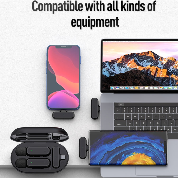 K63 One To Two Wireless Lavalier Microphone With Charging Box Noise Reduction Video Record Mic,Spec: 8 Pin Interface - Microphone by PMC Jewellery | Online Shopping South Africa | PMC Jewellery | Buy Now Pay Later Mobicred