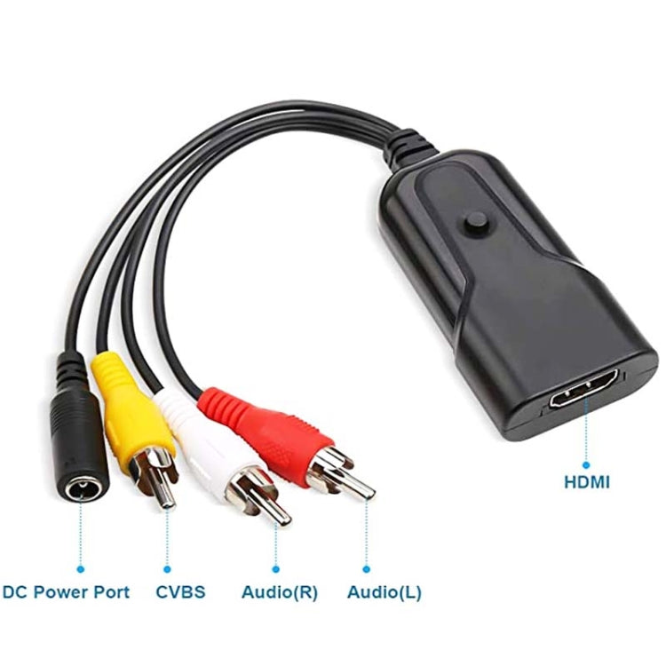K13W HDMI To AV 1080P HD Converter, Cable Length: 0.5m(Black)