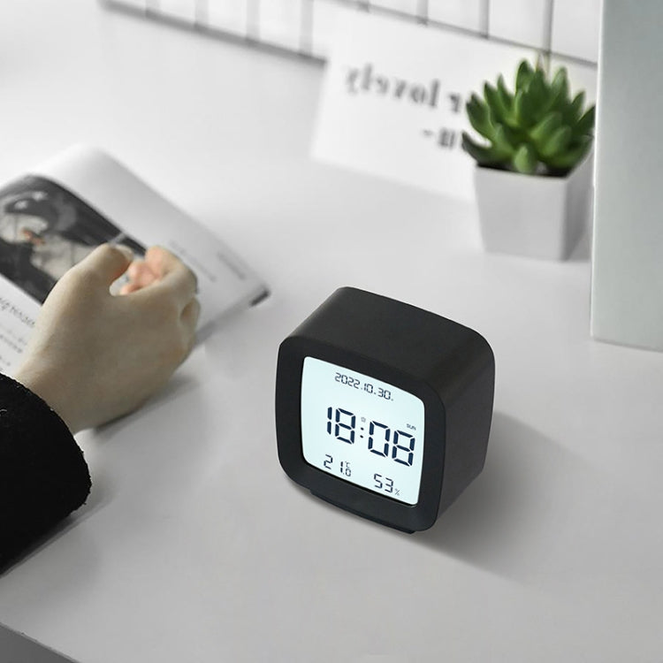 2286 Mini Multifunctional Calendar Alarm Clock Bedside Temperature and Humidity Clock(Black)