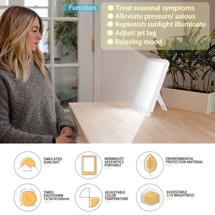JSK-30 LED Timing Intelligent Dimming SAD Therapy Lamp, Specification: With Power Line+EU Plug