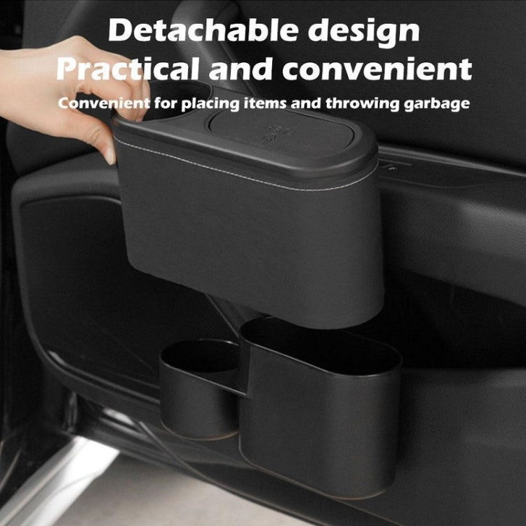 Car Seat Water Cup Holder Umbrella Storage Box Trash Can, Color: Black Leather