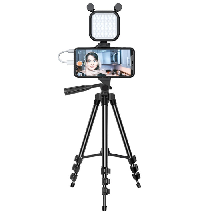 KIT-15LM Tripod Fill Light With Microphone Vlogging Kit For Live Phone Recording(Black)