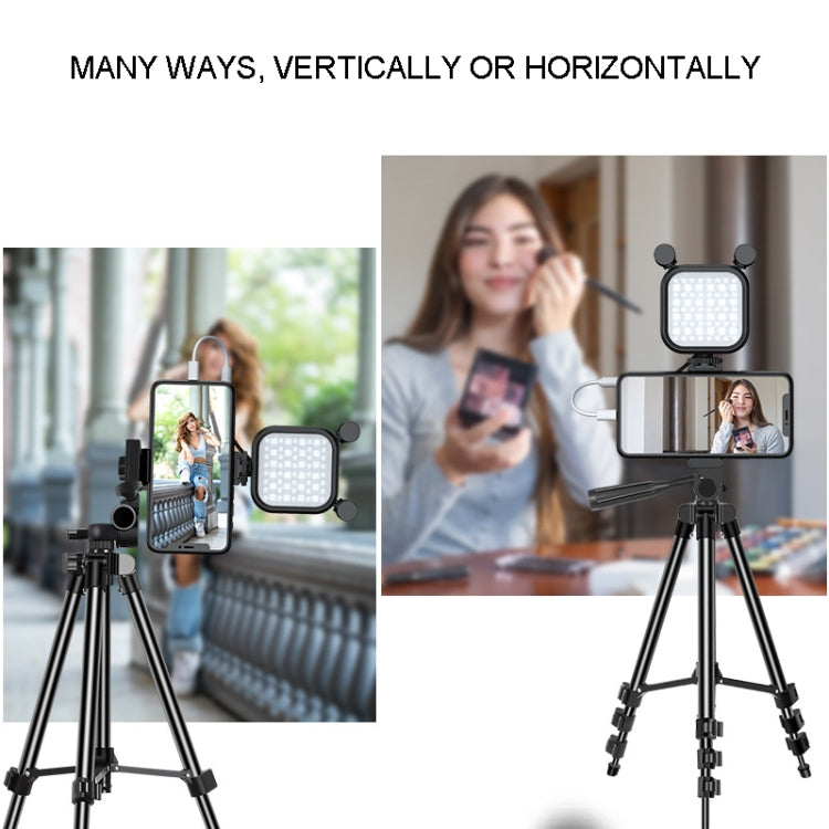 KIT-15LM Tripod Fill Light With Microphone Vlogging Kit For Live Phone Recording(Black)