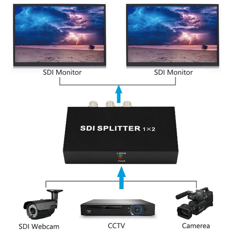 1 In 2 Out SD-SDI / HD-SDI / 3G-SDI Distribution Amplifier Video SDI Splitter(UK Plug) - Splitter by PMC Jewellery | Online Shopping South Africa | PMC Jewellery | Buy Now Pay Later Mobicred