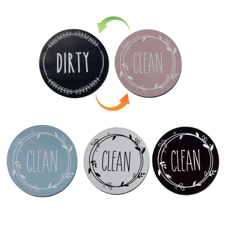 Dishwasher Round Magnet Clean Dirty Sign Double-Sided Dishwasher Magnet Cover(Black Pink)