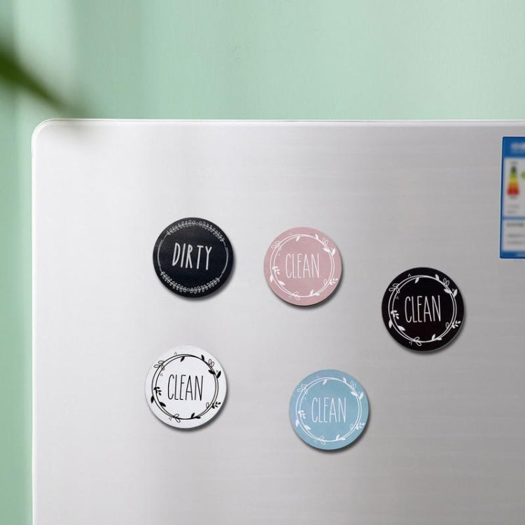 Dishwasher Round Magnet Clean Dirty Sign Double-Sided Dishwasher Magnet Cover(Black Pink)