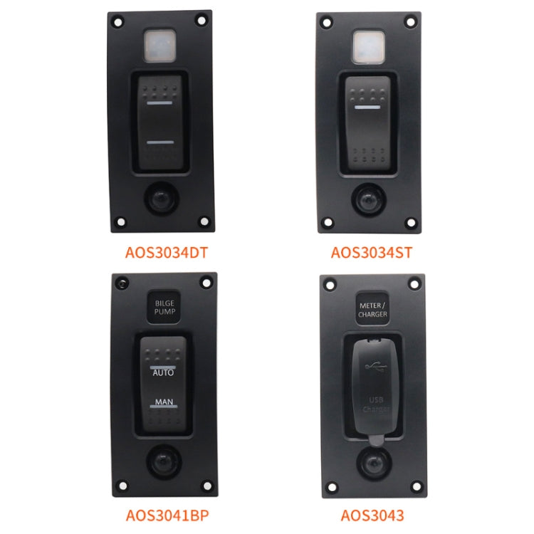 Marine Self-Locking Resetting Switch With Overload Protection Indicator Light Square 5V 3.4A Car Charging Panel